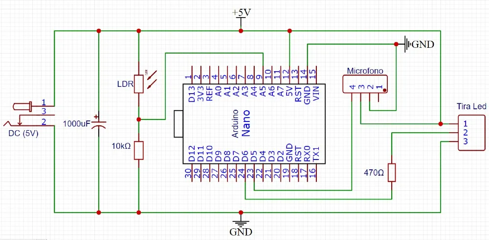 Esquema de conexiones tira led Arduino