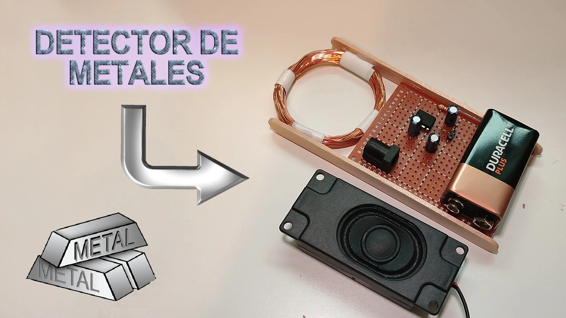 Detector de metales casero usando un NE555 y un altavoz