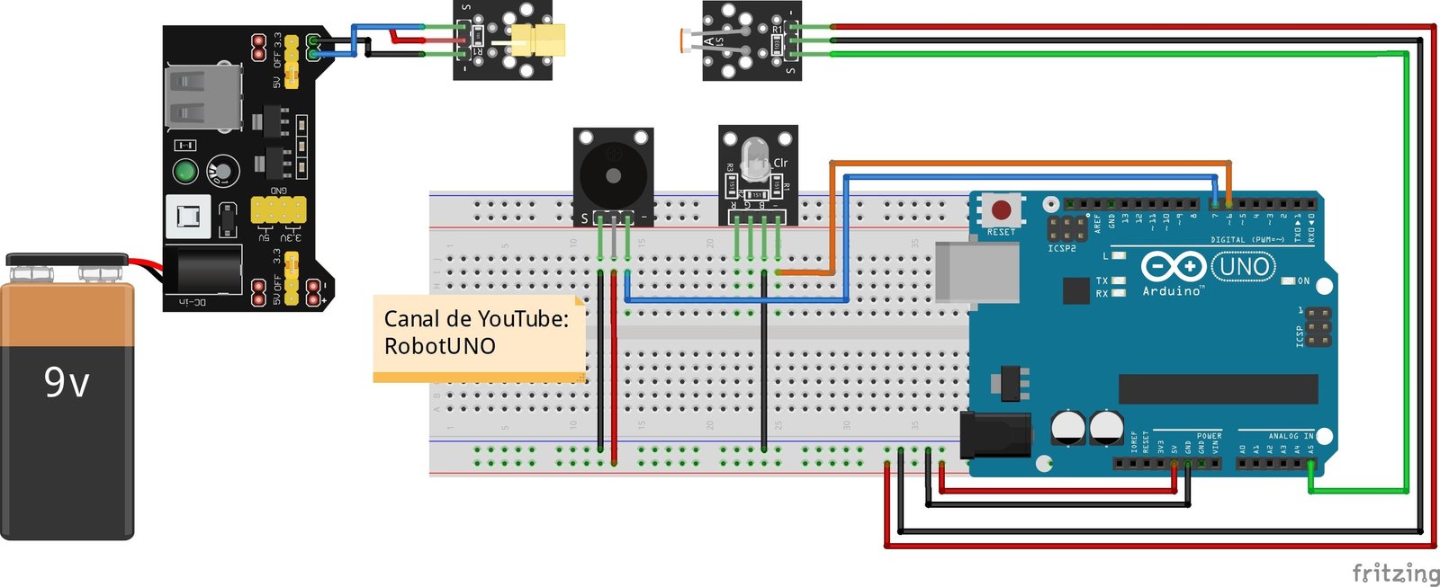 esquema conexiones barrera laser con arduino
