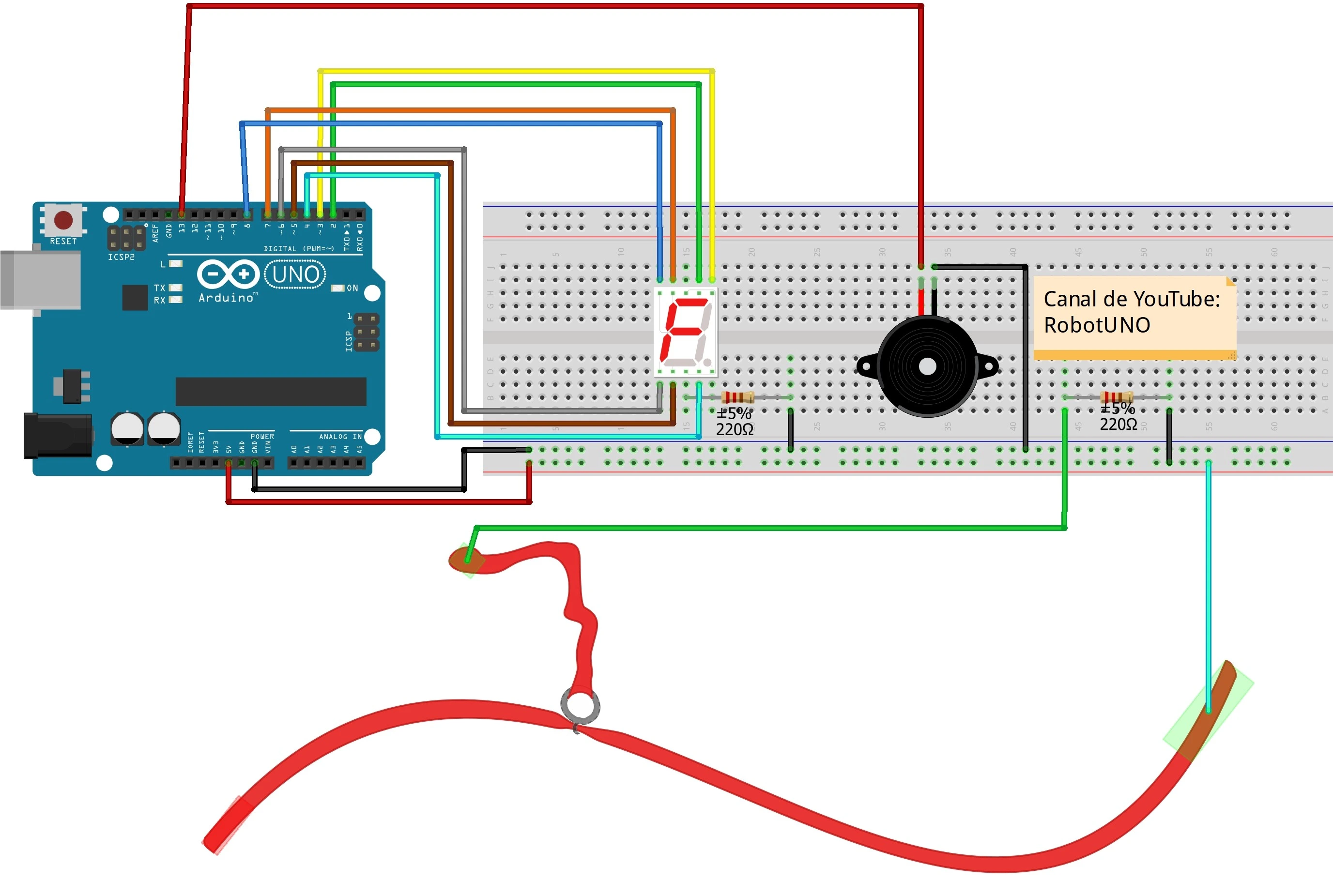 Juego con Arduino: "隆NO TOQUES EL CABLE!" 7 esquema minijuego no toques el cable bb