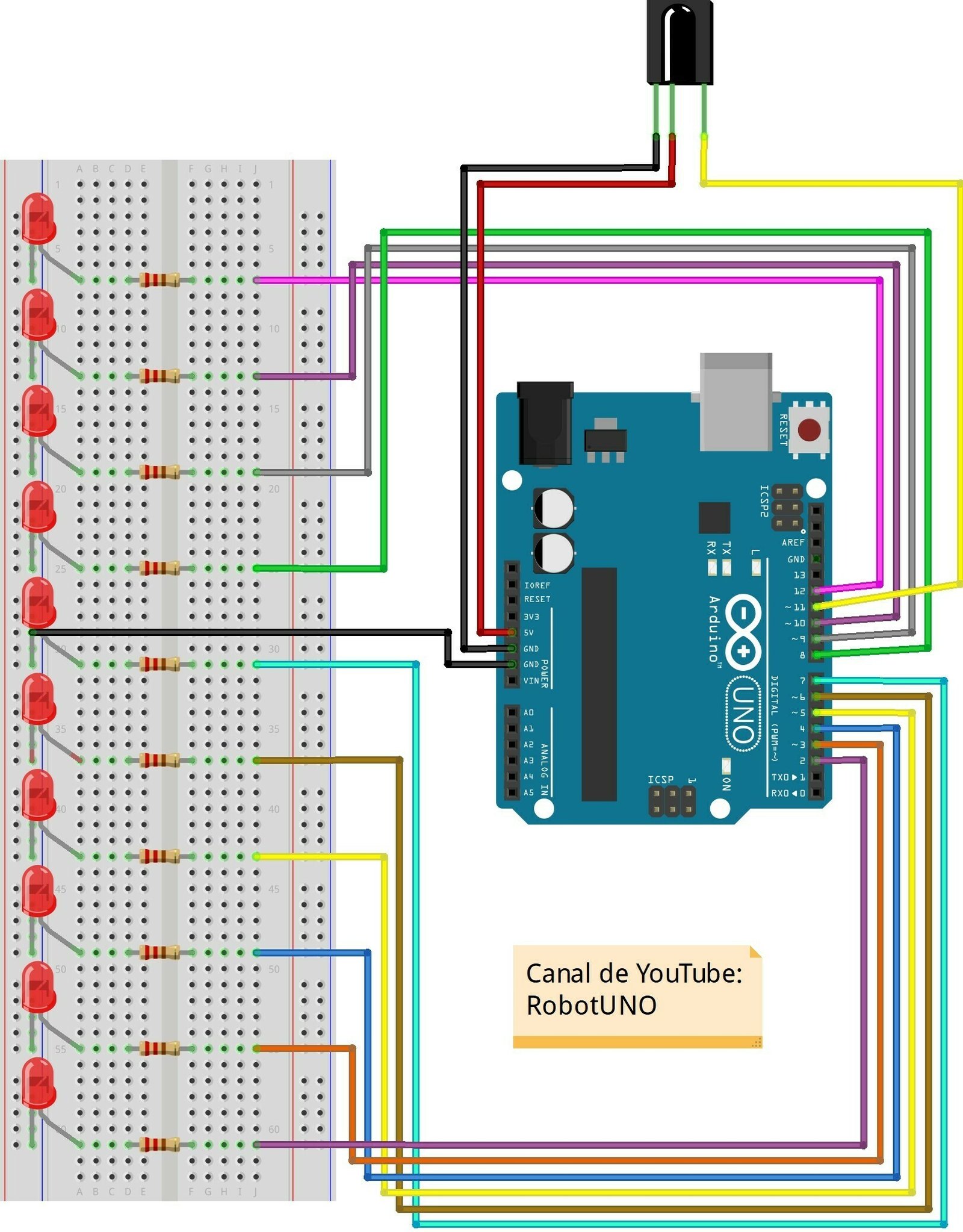 esquema de conexiones leds con mando a distancia