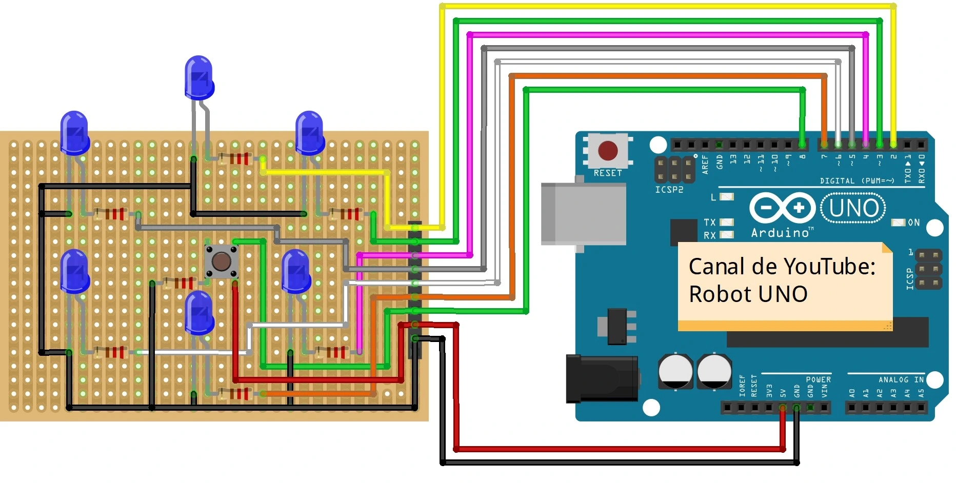 esquema ruleta leds proyecto arduino