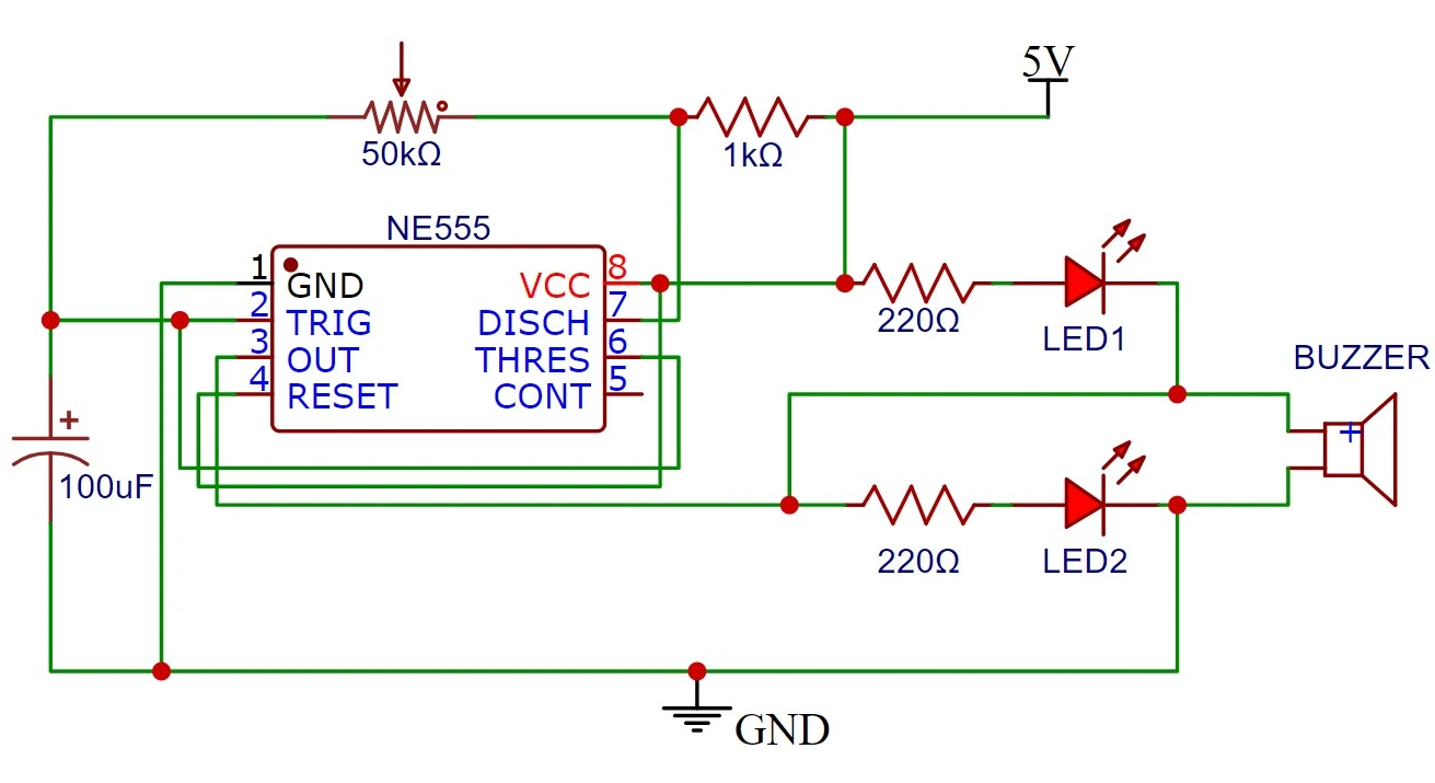 Proyectos de electrónica con circuito integrado NE555 8 circuito integrado timer ne555
