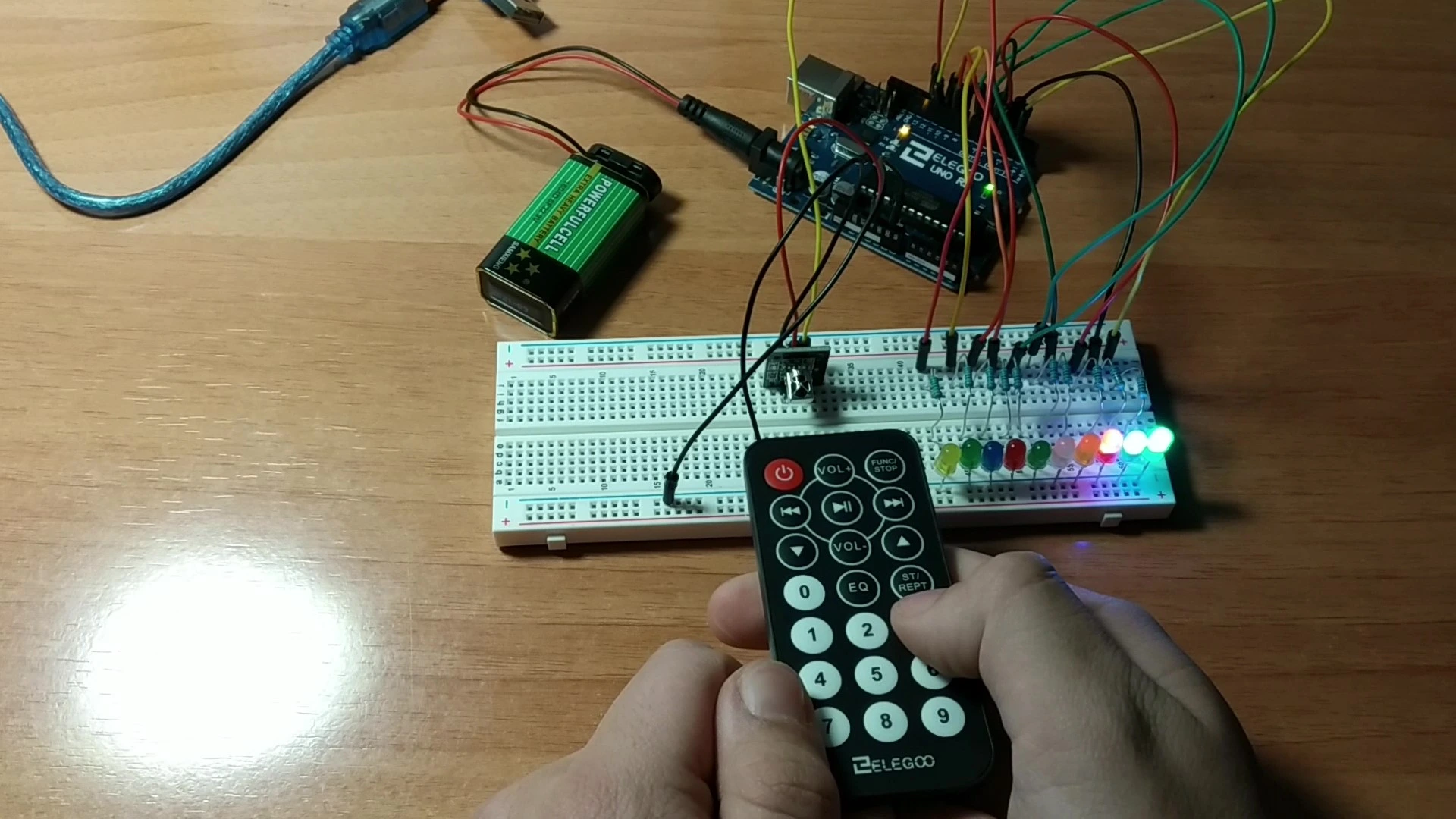 leds con mando a distancia con arduino
