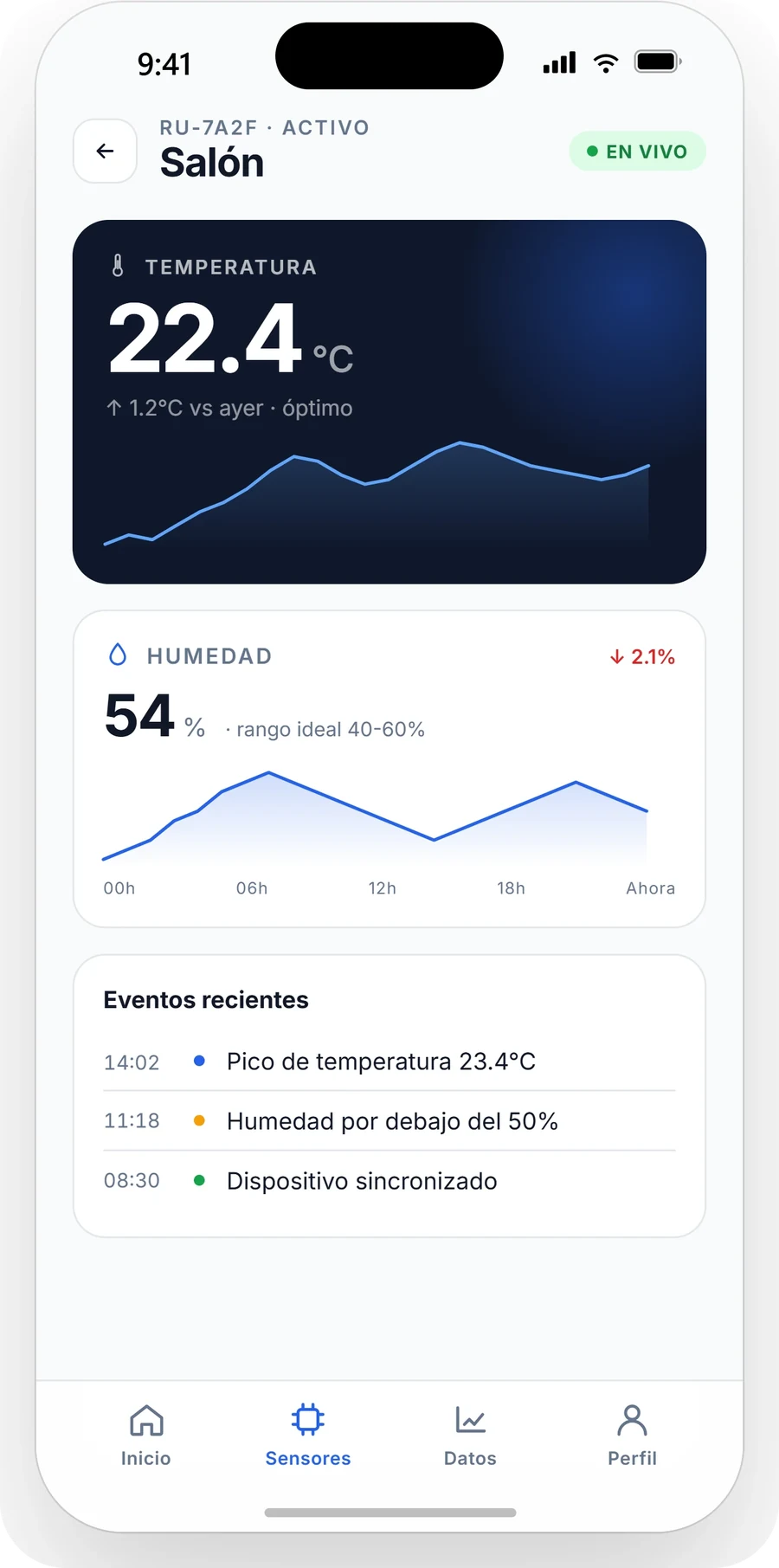 Sensor detail in the Smart Home app