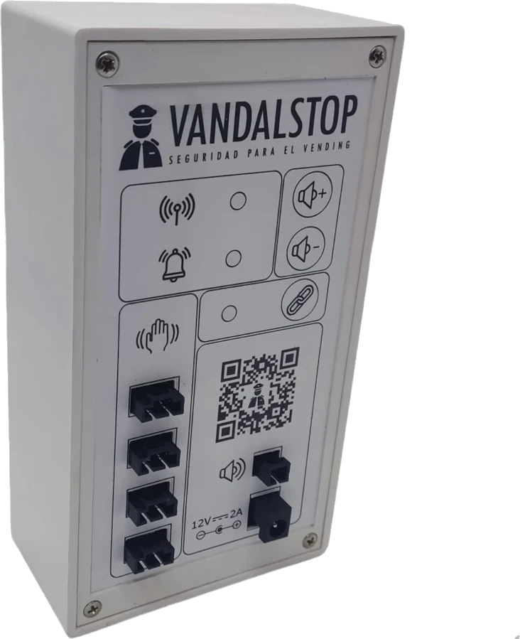 VandalStop VS 5.4 control unit with its sensor and speaker connectors