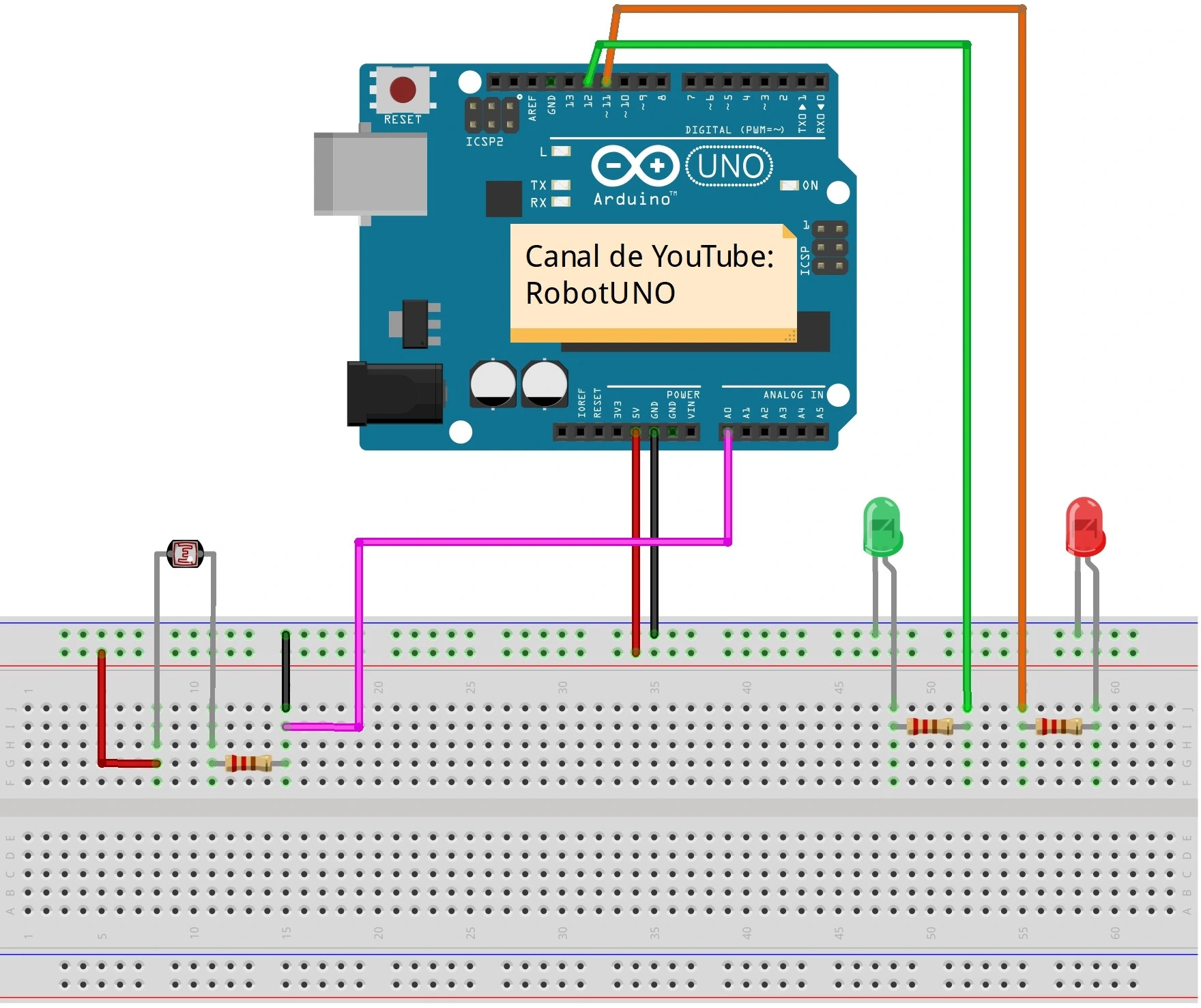 esquema Fritzing minijuego diana laser arduino